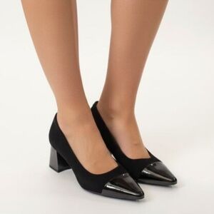 Vagabond Shoemakers Altea Black Suede & Patent Cap-Toe Pumps - 36 (US 6)